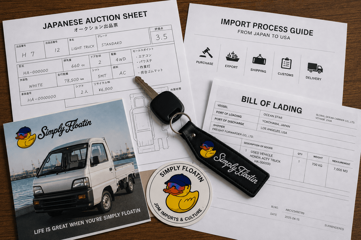 Import documents, process guide, and Simply Floatin branded keepsakes
